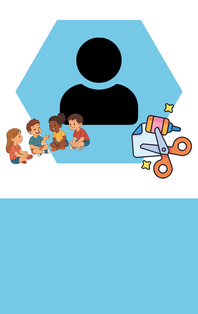 kids sitting near a sihloutte